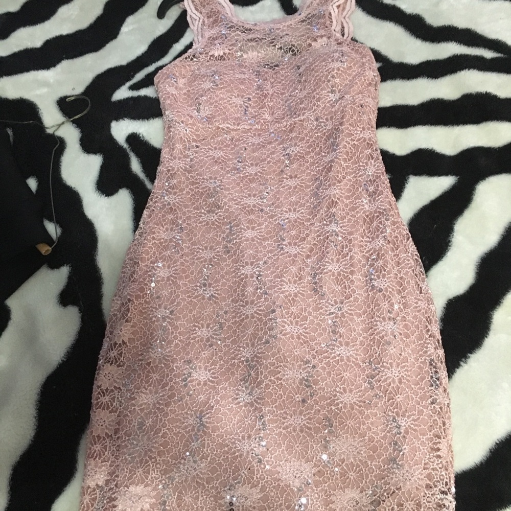 Pink sequins lace dress